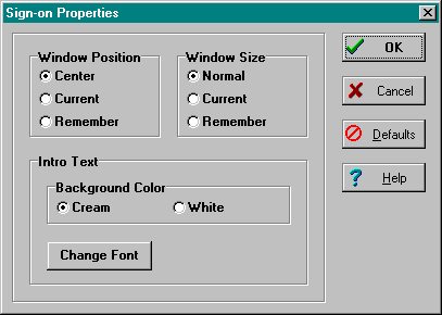Customize Signon Window Dialog Box